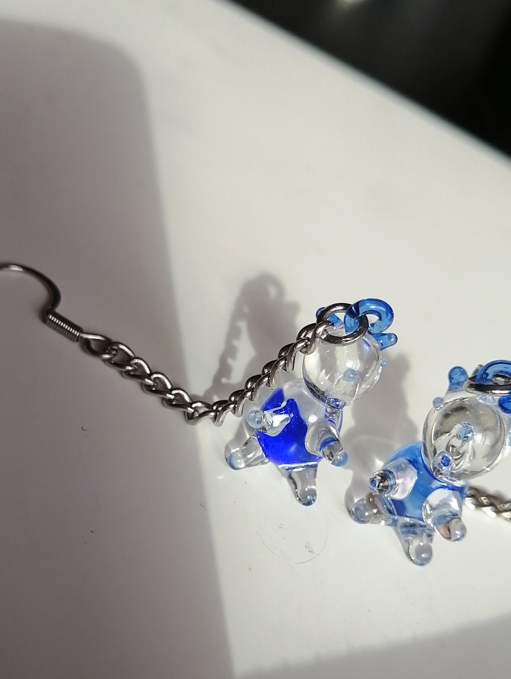 Glass Bear Charm Earrings